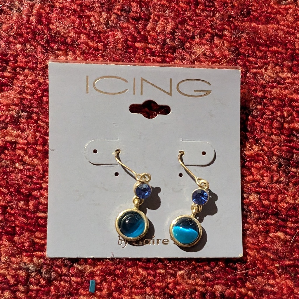 Y2k Noc Icing By Claires Cute Silver-Toned Blue Dangle Earrings 5$